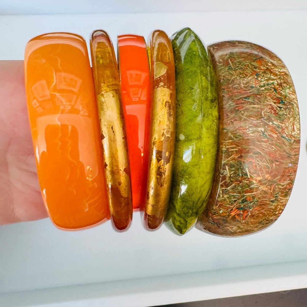Vintage Bangle Set Colorful Resin Bangle Set 6pc Boho Bohemian Festival Jewelry